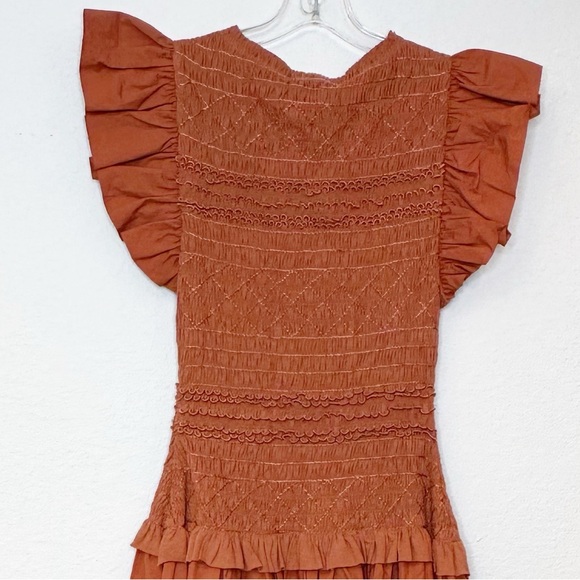 Ulla Johnson Handmade Madeline Smock Flutter Sleeve Dress Clay Size 4/8 NWT - Picture 13 of 16